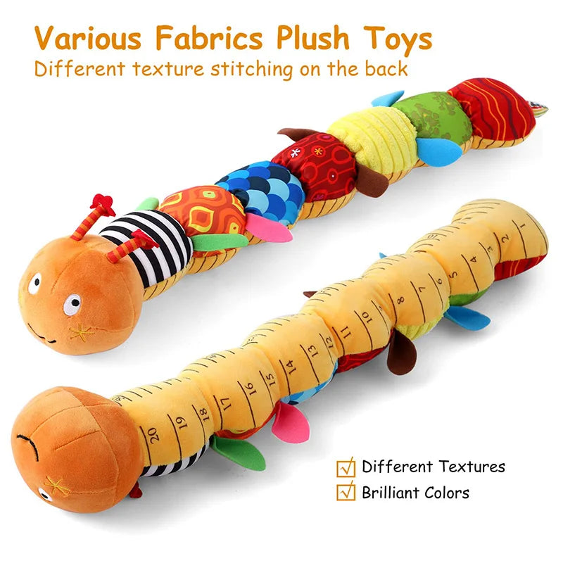 Baby Rattle Musical Caterpillar Worm Soft Infant Plush Toys Educational Interactive Sensory Toy for Babies Newborn Toddler Gift