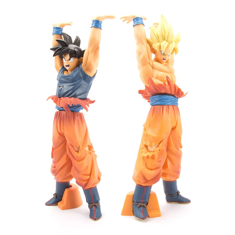 25Cm Anime Dragon Ball Super Saiyan Son Goku Kakarotto Spirit Bomb Pvc Model Collection GK Toys Room Tabletop Decor Accessories