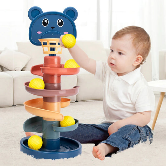 Montessori Baby Toys Rolling Ball Pile Tower Early Educational 