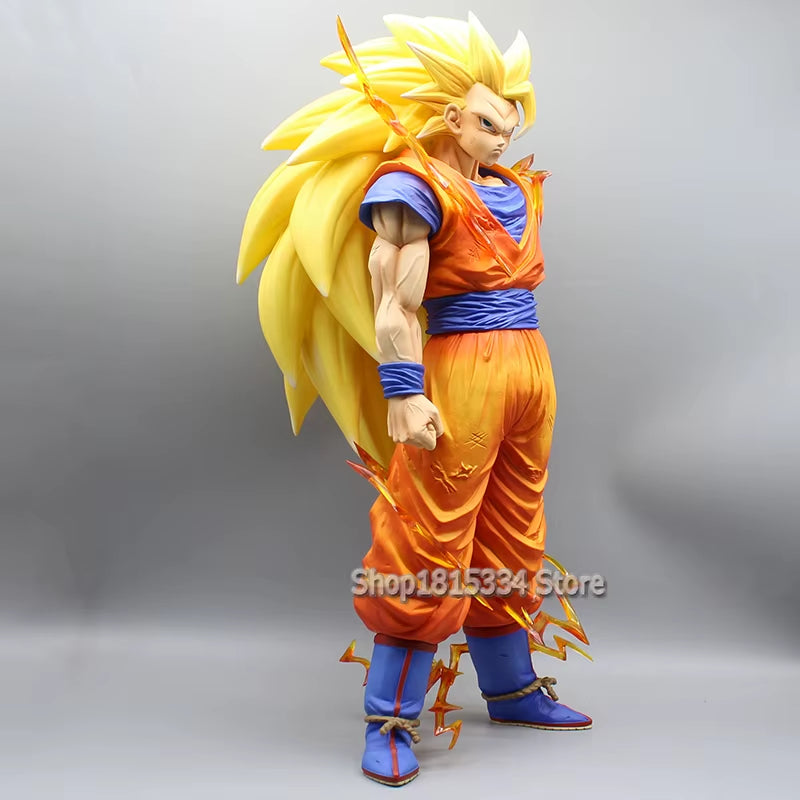 Anime Dragon Ball Super Saiyan 3 Goku Figures GK SSJ3 Son Goku Action Figure Double Heads 47Cm Pvc Model Collection Statue Toy