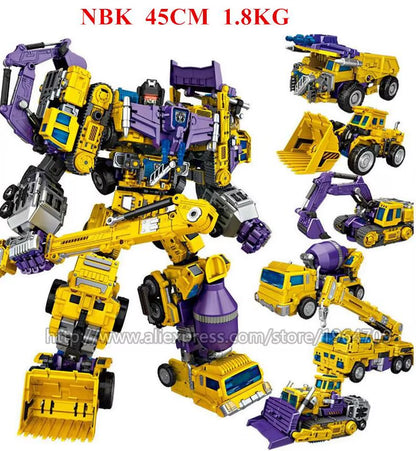 JINBAO NBK Oversize 6 in 1 Transformation Devastator Toys Boy Robot Car KO G1 Excavator Trucks Model Action Figure Kid Adult