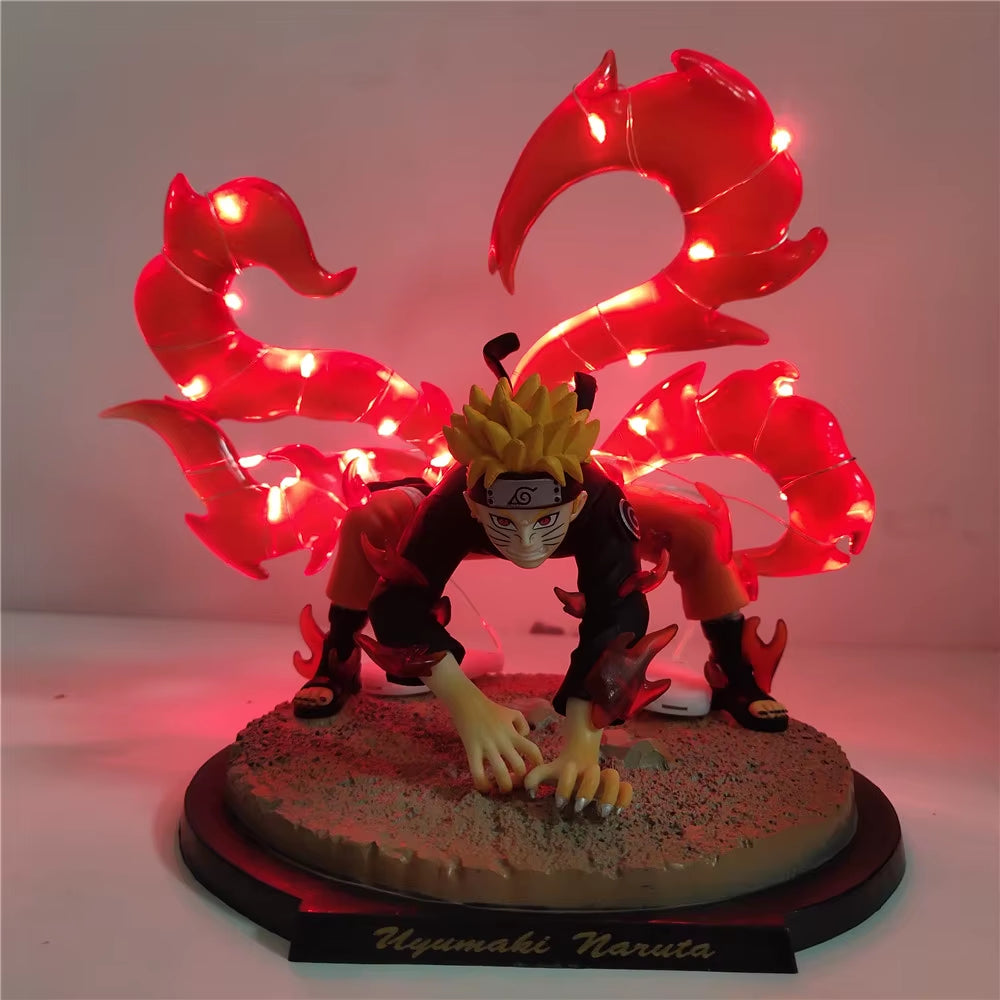 Naruto Anime Figure Naruto Uzumaki Bijuu Shippuden Led Decor Bedroom Toys for Children Collector Ornaments Action Model Gifts