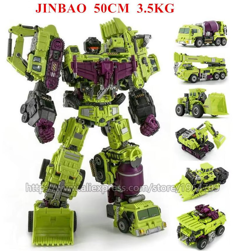 JINBAO NBK Oversize 6 in 1 Transformation Devastator Toys Boy Robot Car KO G1 Excavator Trucks Model Action Figure Kid Adult