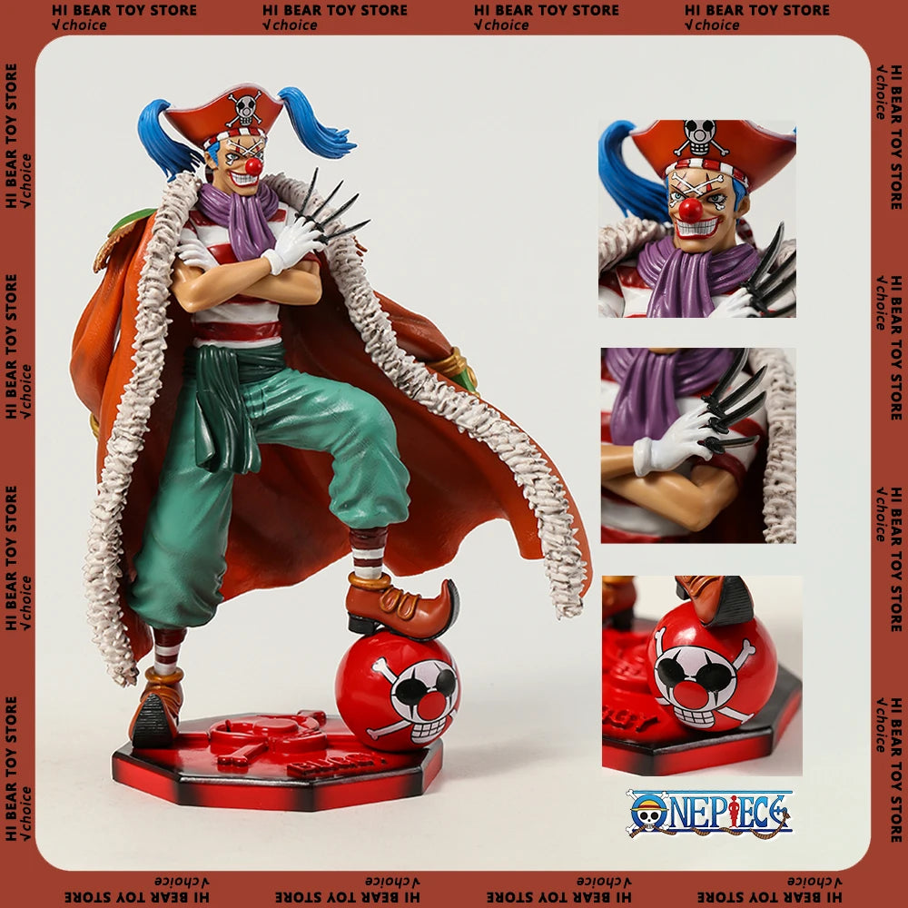 One Piece Anime Figure Four Emperors Clown Buggy Figures 26Cm PVC Statue Model Collection Desktop Decoration Children Toys Gifts