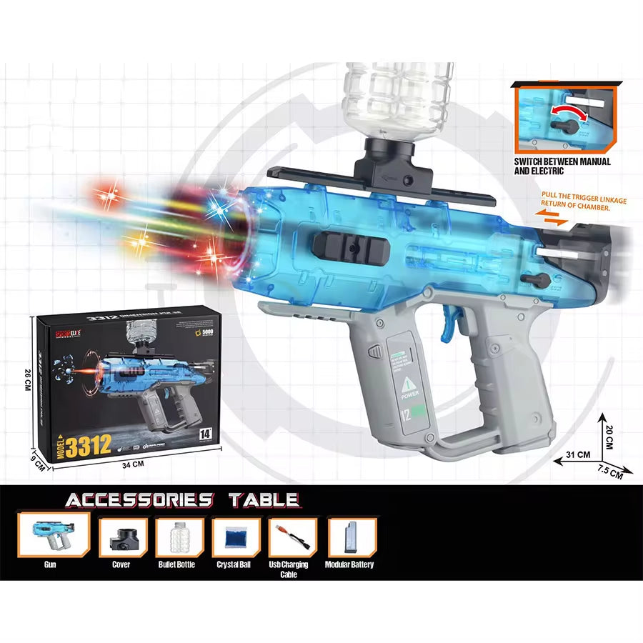 GEL Electric Ball Blaster, Rechargeable Battery, Automatic, Outdoor Games Toys for Activities Team Game M249