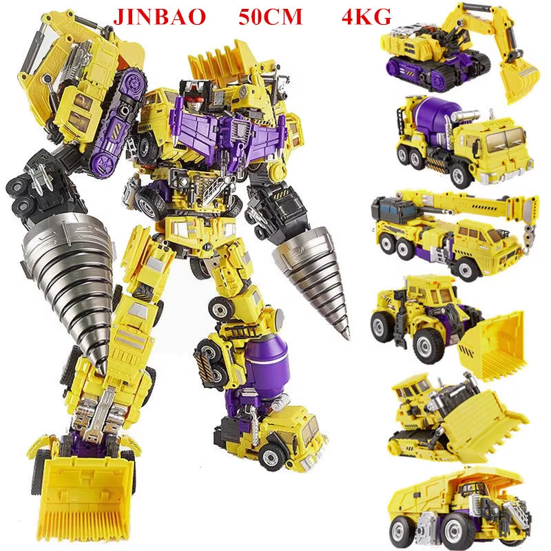 JINBAO NBK Oversize 6 in 1 Transformation Devastator Toys Boy Robot Car KO G1 Excavator Trucks Model Action Figure Kid Adult