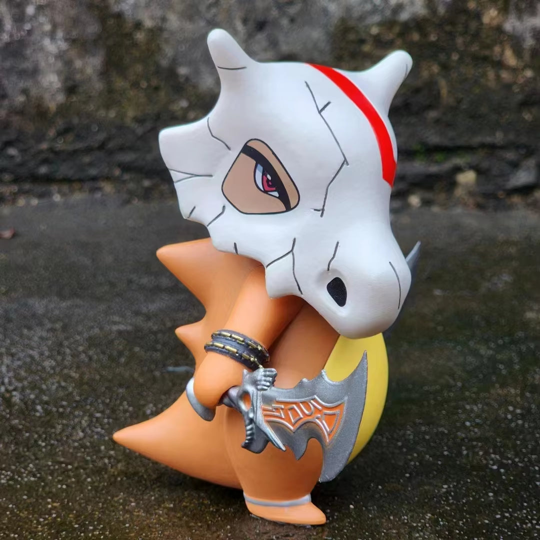 12Cm Cute Pokemon Cubone as God of War Kratos Action Figure Toys