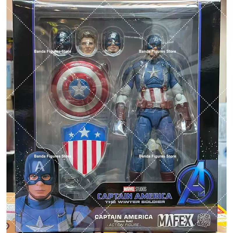 Original Medicom Toy Mafex No.220 Captain America Classic Suit the Winter Soldier in Stock Anime Action Collection Figures Model