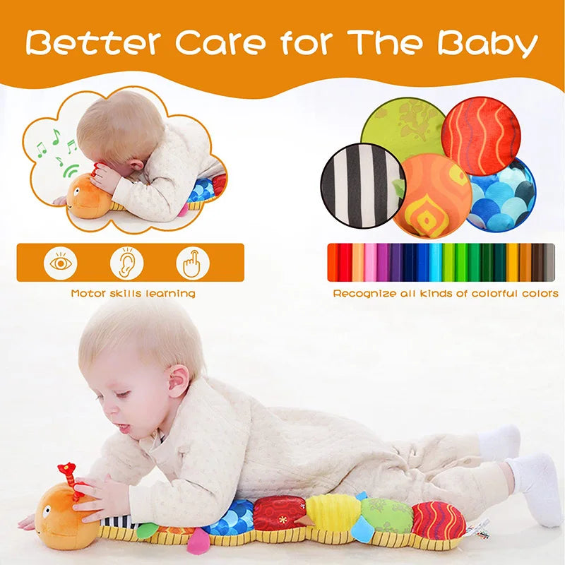 Baby Rattle Musical Caterpillar Worm Soft Infant Plush Toys Educational Interactive Sensory Toy for Babies Newborn Toddler Gift