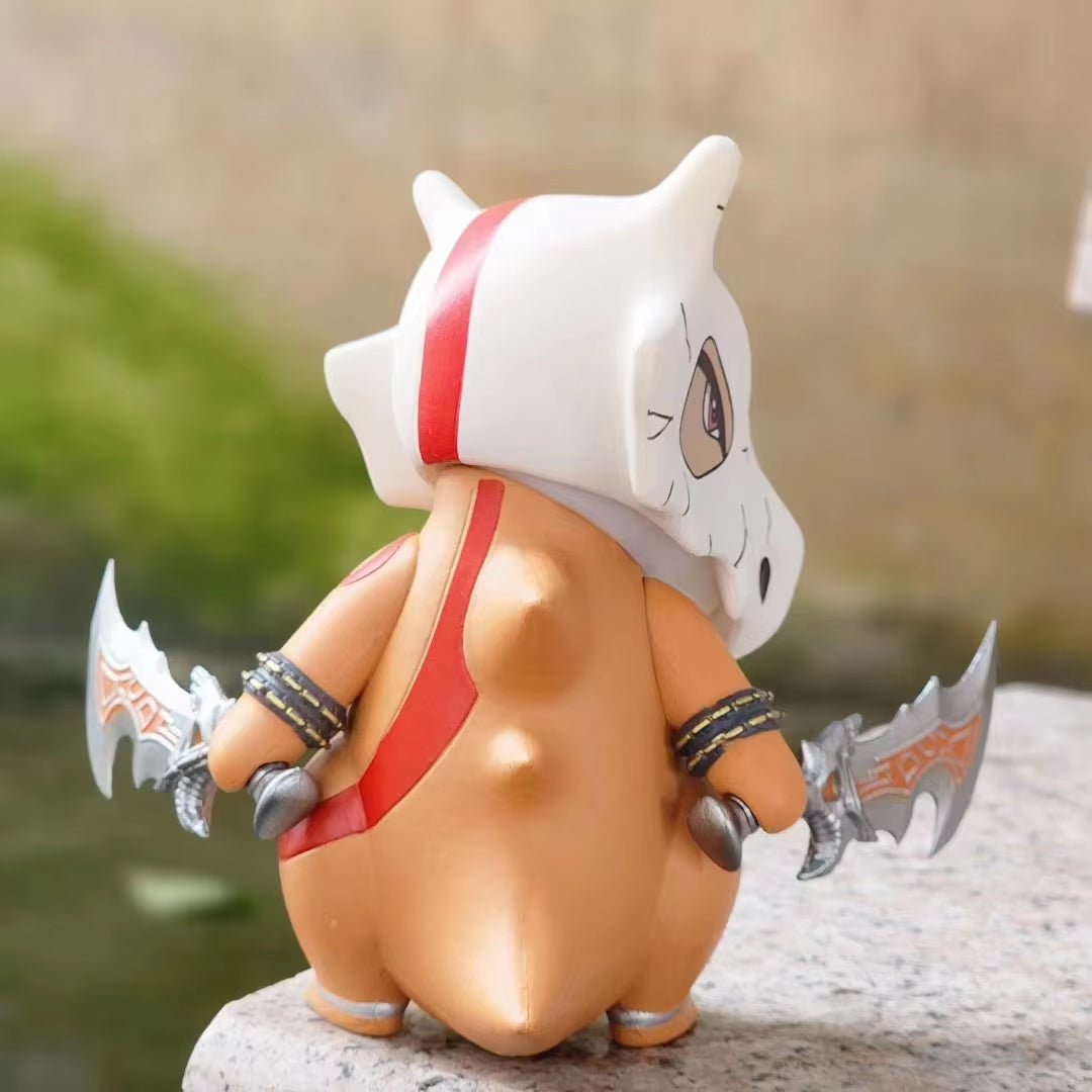 12Cm Cute Pokemon Cubone as God of War Kratos Action Figure Toys