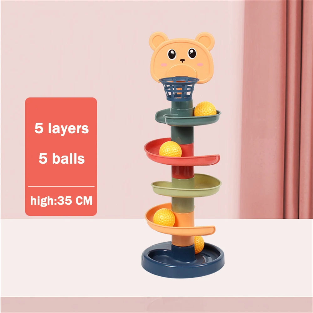 Montessori Baby Toys Rolling Ball Pile Tower Early Educational 