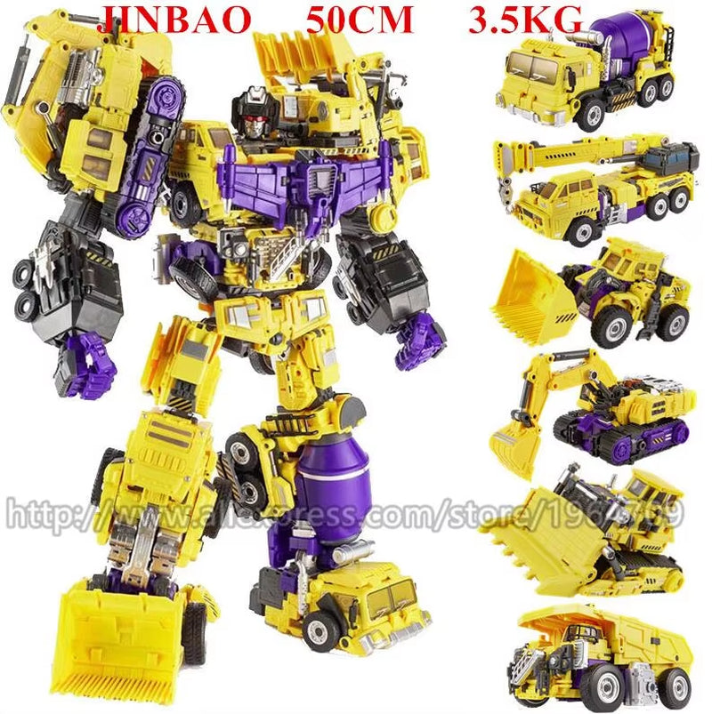 JINBAO NBK Oversize 6 in 1 Transformation Devastator Toys Boy Robot Car KO G1 Excavator Trucks Model Action Figure Kid Adult