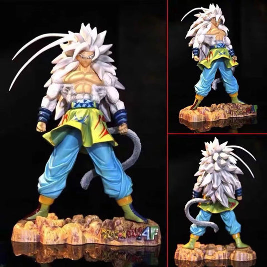 25cm Son Goku Dragon Ball Super Saiyan Super Five White Hair Wukong Handheld Model Ornament