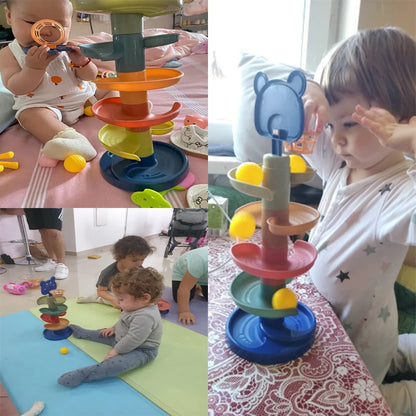 Montessori Baby Toys Rolling Ball Pile Tower Early Educational 