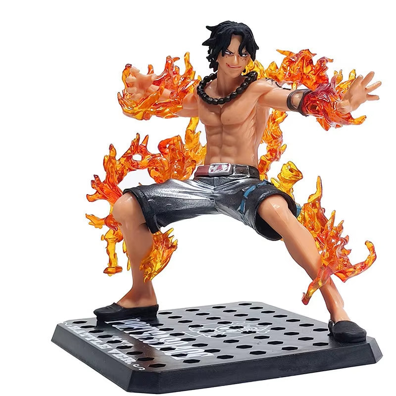 One Piece Anime Monkey D Luffy Roronoa Ace Vinsmoke Sanji Action Figures Dolls PVC Model Collectible Stunt Toy Decoration Gift