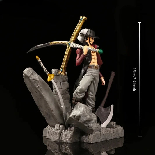 15CM ONE PIECE Anime Figures Eagle Eye Dracule Mihawk Top War Statue Collection Model Toys for Kid PVC Action Figure Model Toys