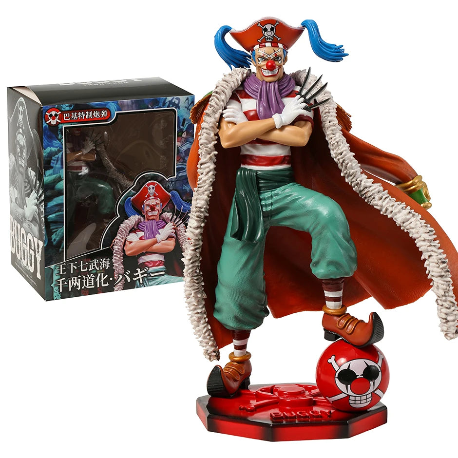 One Piece Anime Figure Four Emperors Clown Buggy Figures 26Cm PVC Statue Model Collection Desktop Decoration Children Toys Gifts