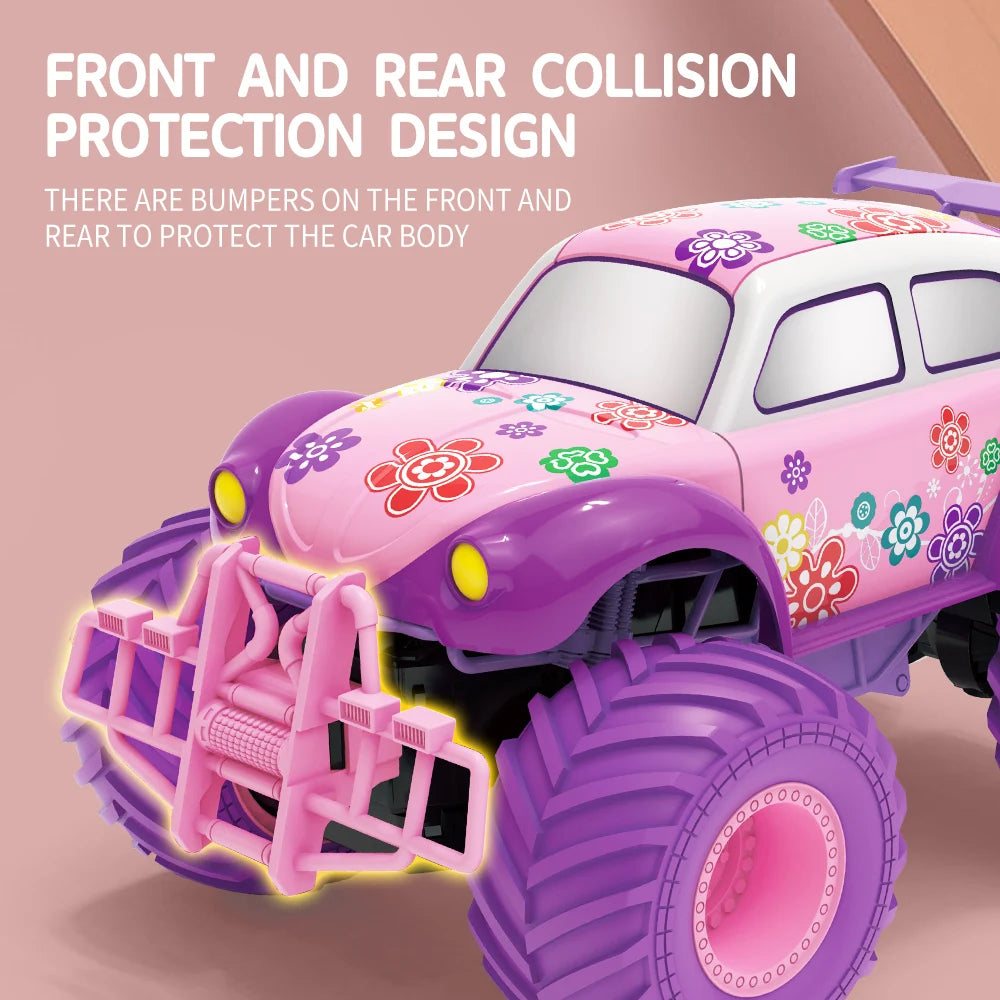 2.4G RC Pink Car Electric Drive Off-Road Big Wheel High Speed Purple Remote Control Trucks Girls Toys for Children