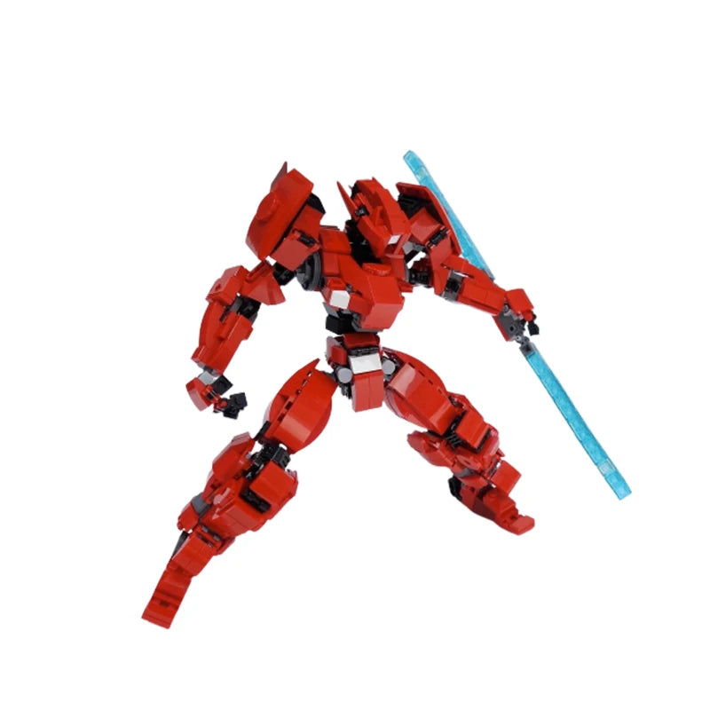 Robot de bloques de construcción rojo de la serie MOC Mecha, colección de rompecabezas de modelos de bricolaje, juguetes de ladrillos, educación para niños, regalos de cumpleaños