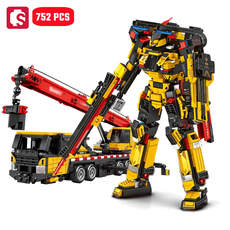 SEMBO 752 stücke Kran Transforming Mecha Assemblage Bausteine ​​MOC Engineering Fahrzeug Roboter Modell Ziegel Jungen Geschenke Kinder Spielzeug