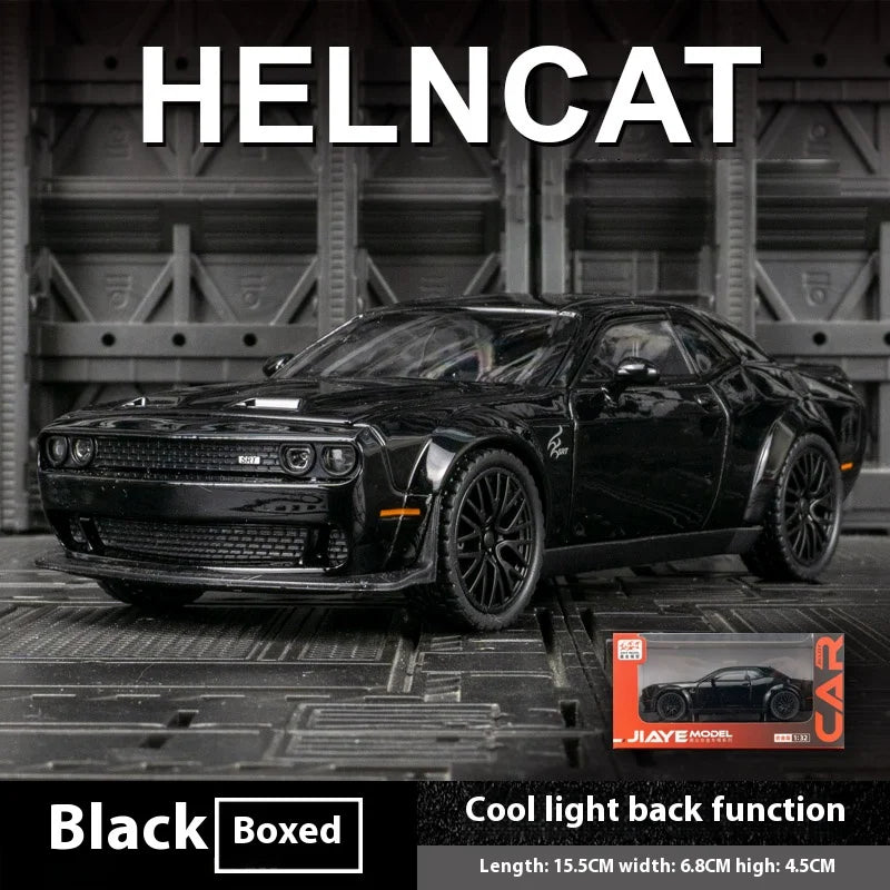 Dodge Challenger Hellcat Toy Car for 1: 32 Scale Die Cast Metel Cars Toy Pull Back Hellcat Model Cars with Sound and Light Hellc