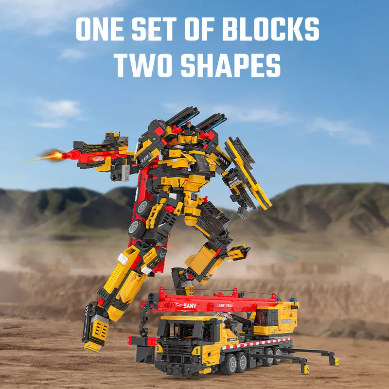 SEMBO 752pcs Crane Transforming Mecha Assemblage Building Blocks MOC Engineering Vehicle Robot Model Bricks Boys Gifts Kids Toys