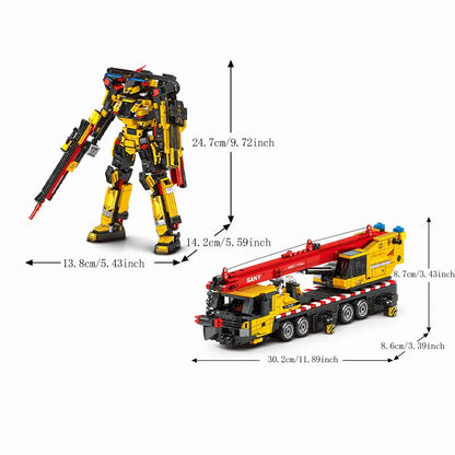 SEMBO 752pcs Crane Transforming Mecha Assemblage Building Blocks MOC Engineering Vehicle Robot Model Bricks Boys Gifts Kids Toys