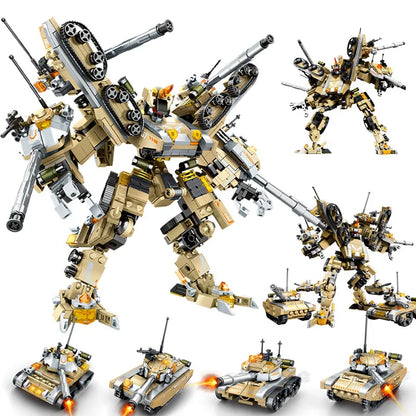 SEMBO 1075 stücke Tank Transforming Mech Roboter Modell Bausteine ​​MOC Military Serie Fahrzeug Montage Ziegel Spielzeug für Jungen Geschenke