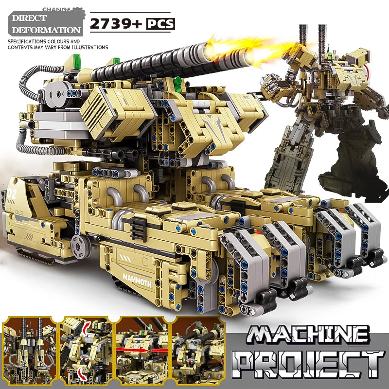 Mammutpanzer, riesige Kanone, Roboter, kleine Partikel, Montage, Bausteine, Junge, Puzzle, hohe Schwierigkeit, Spielzeug, Rüstung