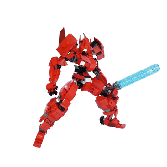 MOC Mecha Series Red Building Block Robot, DIY Model Puzzle Collection, Brick Toys, Education for Children, Birthday Gifts