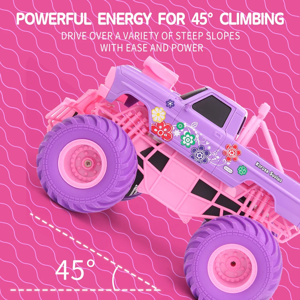 2.4G RC Pink Car Electric Drive Off-Road Big Wheel High Speed Purple Remote Control Trucks Girls Toys for Children