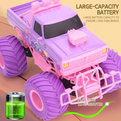 2.4G RC Pink Car Electric Drive Off-Road Big Wheel High Speed Purple Remote Control Trucks Girls Toys for Children