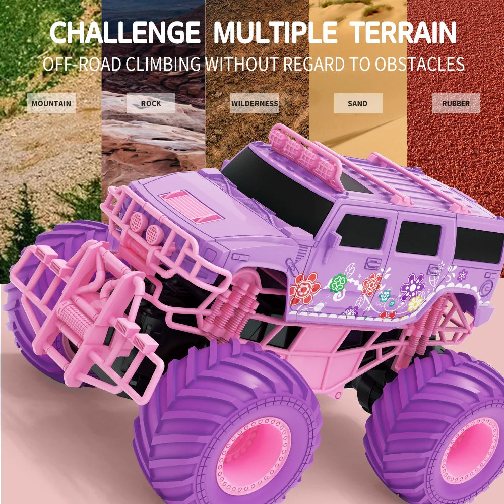 2.4G RC Pink Car Electric Drive Off-Road Big Wheel High Speed Purple Remote Control Trucks Girls Toys for Children