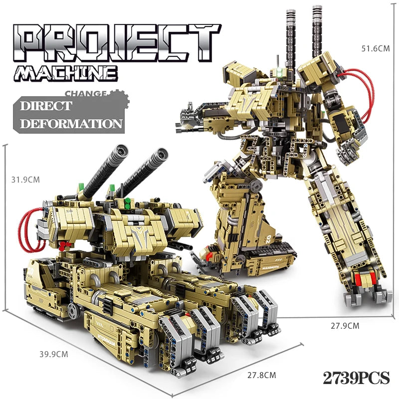 Tanque mamut Cañón gigante Robot Pequeños bloques de construcción de partículas Rompecabezas para niños Juguete de alta dificultad Armadura