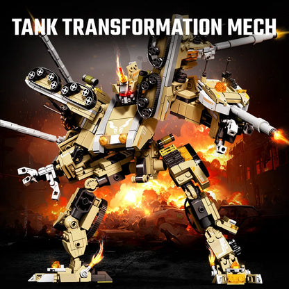 SEMBO 1075pcs Tank Transforming Mech Robot Model Building Blocks MOC Military Series Vehicle Assembly Bricks Toys for Boys Gifts