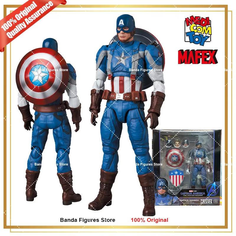 Original Medicom Toy Mafex No.220 Captain America Classic Suit the Winter Soldier in Stock Anime Action Collection Figures Model