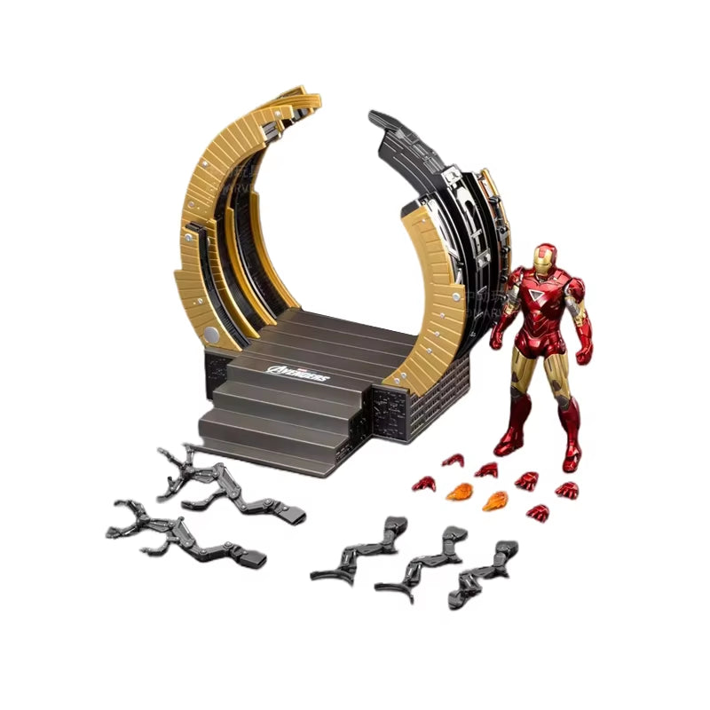 Zd Toys Avengers Suit-Up Gantry Iron Man MK6 Suit up Gantry with MK4 Iron Man Gantry 1/10 Tony Stark Model Action Figure