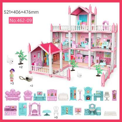 3D DIY Dream Princess Castle Villa Assembly Doll House Set Toy Girl Family 