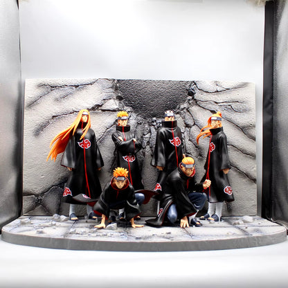 Naruto Akatsuki Anime Figure 37Cm 6 Pcs Uchiha Itachi Madara Konan Hidan Ninja Action Figurine Decor Model Collection Toy Gift