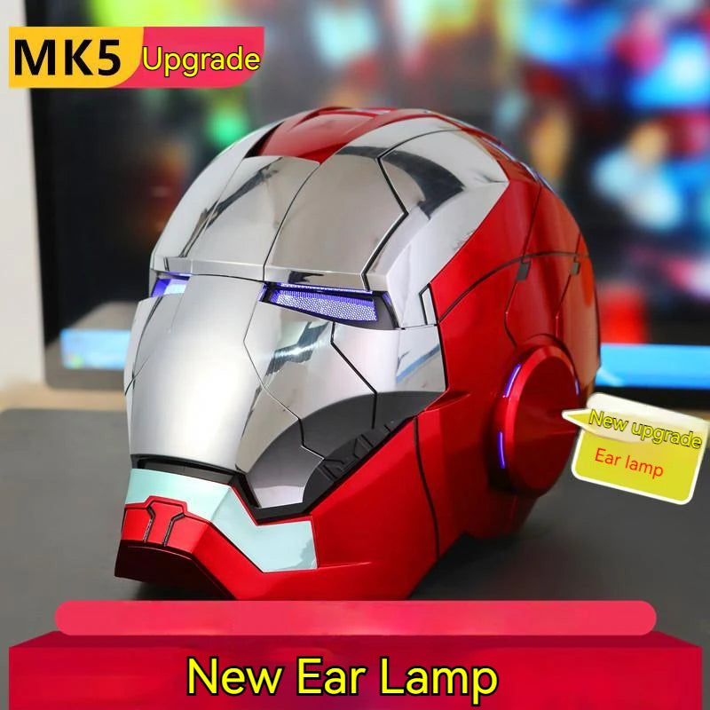 Iron Man Tony Helmet Electric Multi-Piece Opening and Closing English Voice Control 1:1 Wearable Abs Figure Toys Dolls Gifts