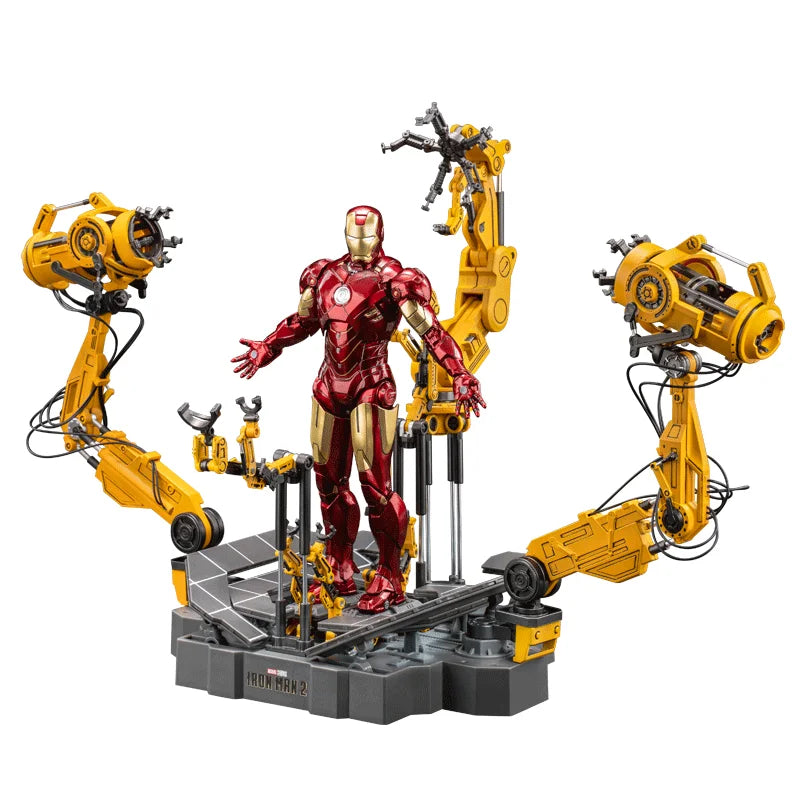 Zd Toys Avengers Suit-Up Gantry Iron Man MK6 Suit up Gantry with MK4 Iron Man Gantry 1/10 Tony Stark Model Action Figure