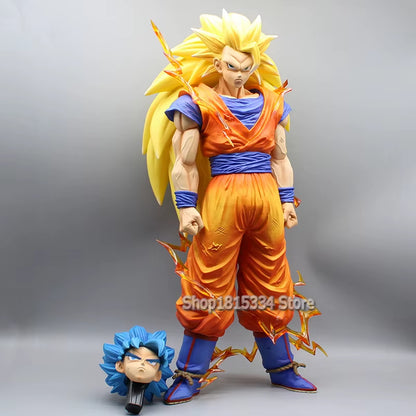 Anime Dragon Ball Super Saiyan 3 Goku Figures GK SSJ3 Son Goku Action Figure Double Heads 47Cm Pvc Model Collection Statue Toy