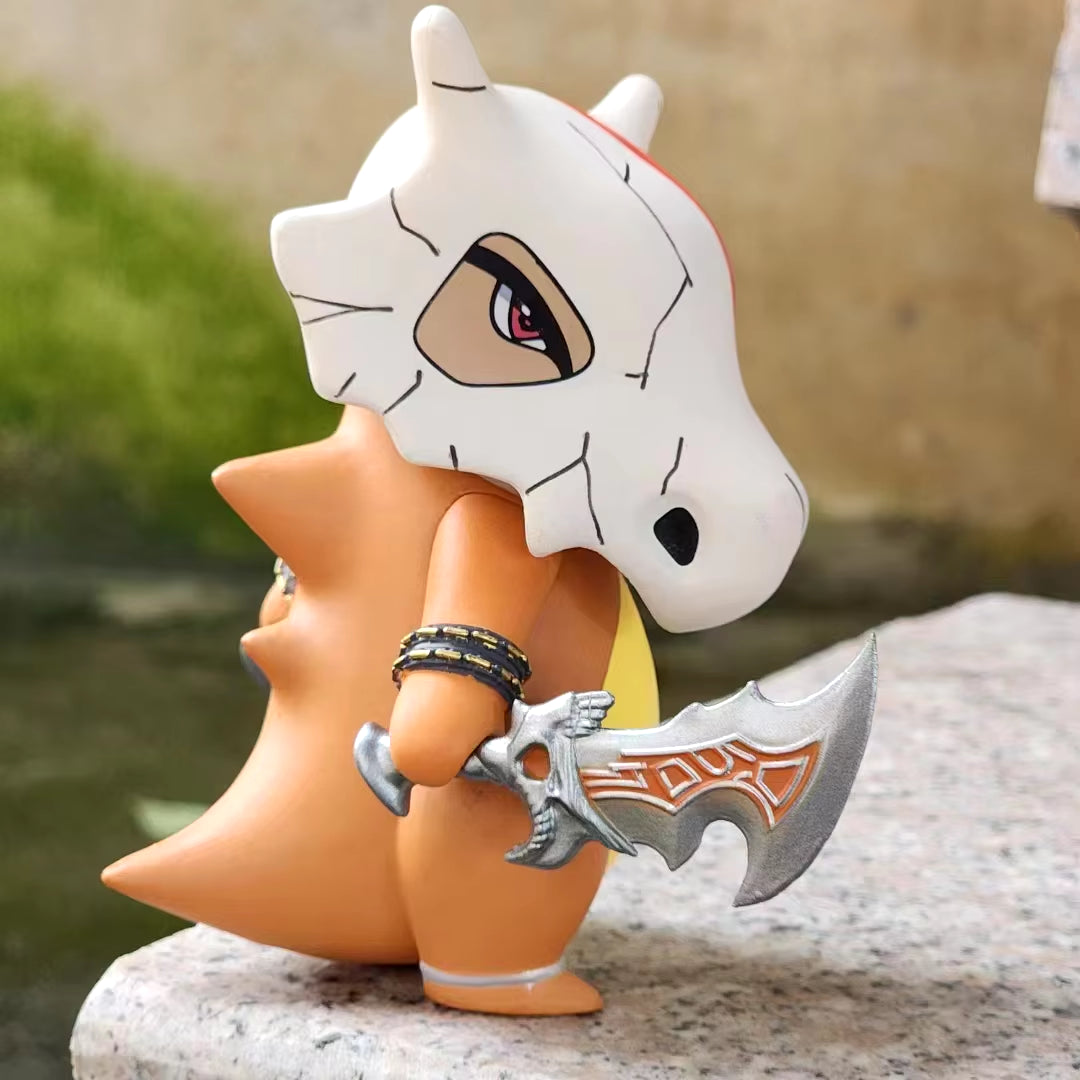 12Cm Cute Pokemon Cubone as God of War Kratos Action Figure Toys