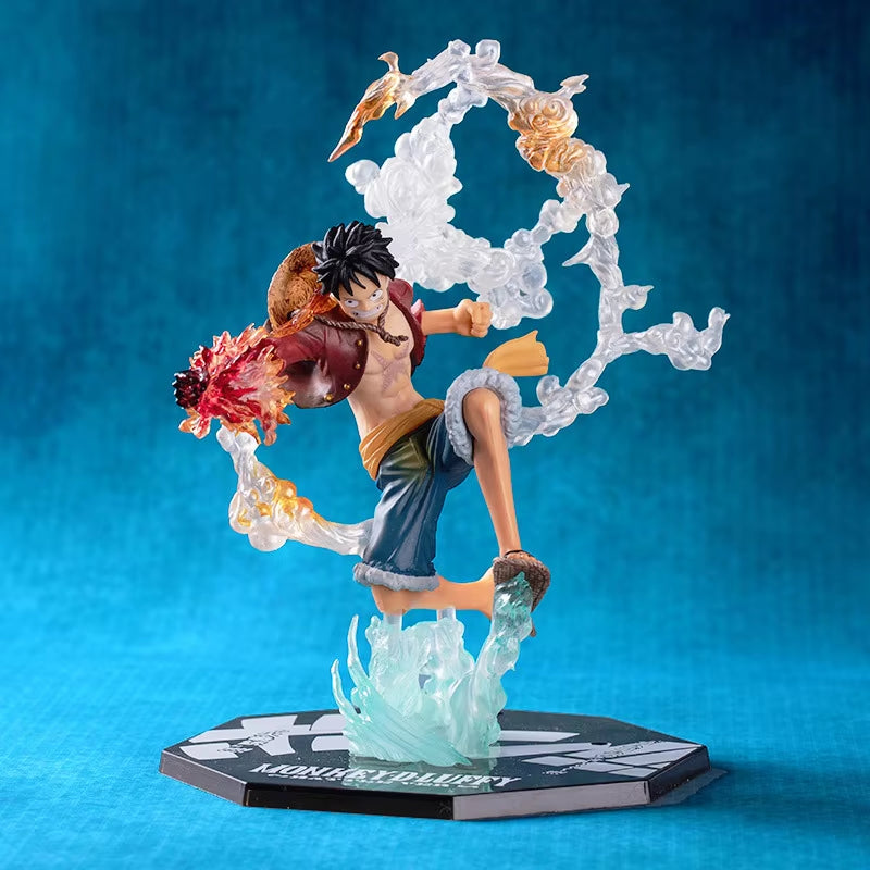 One Piece Anime Monkey D Luffy Roronoa Ace Vinsmoke Sanji Action Figures Dolls PVC Model Collectible Stunt Toy Decoration Gift